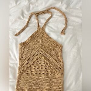 Zara Crochet Halter Neck Tie Top